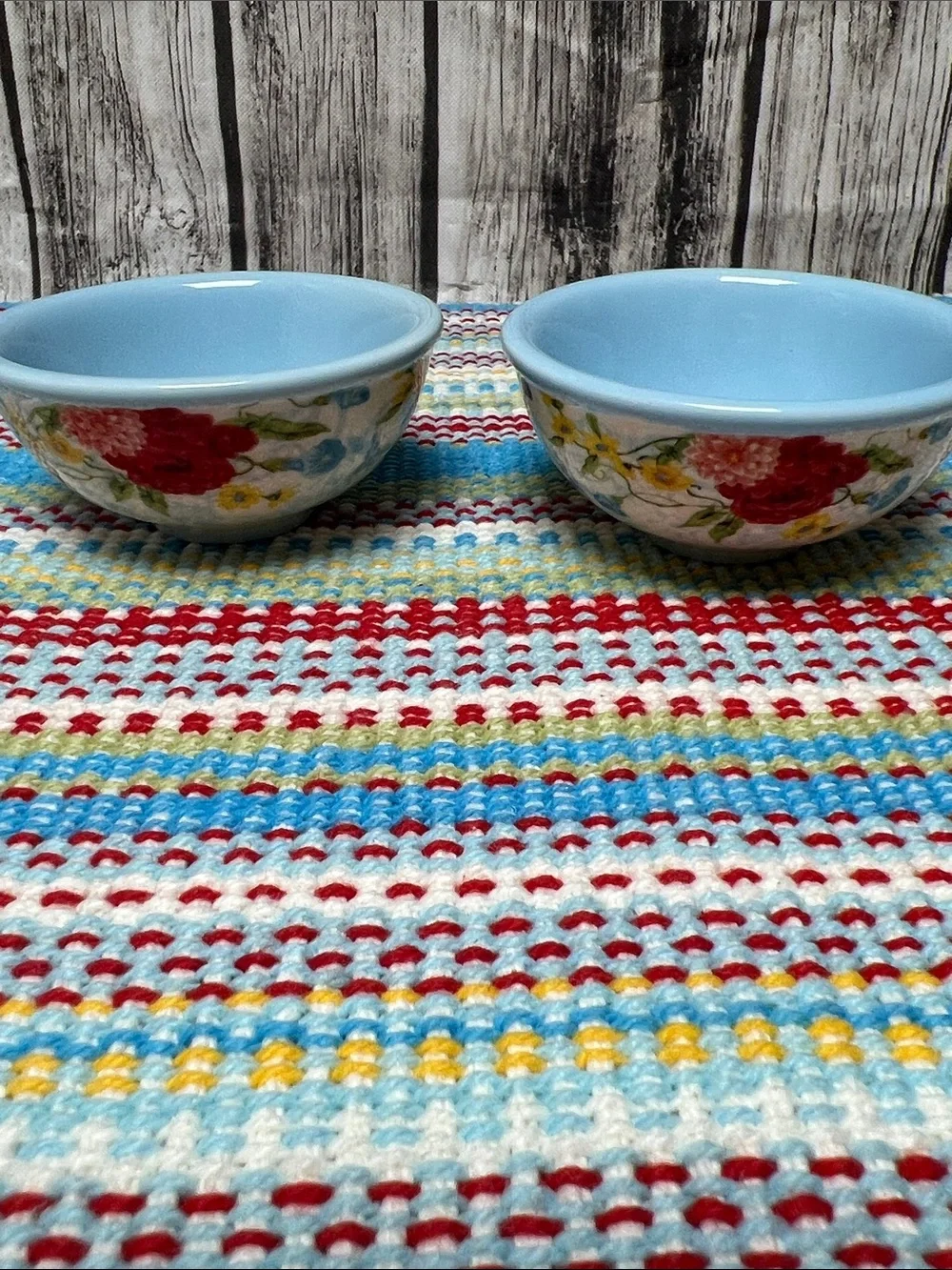 Pioneer Woman set of mini Dipping bowls and butterfly spoon rest-Sweet Rose